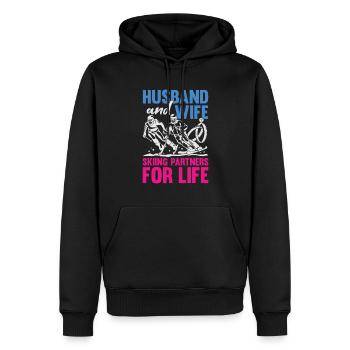 Ski Skifahrer Ehe Ehepaar Mann Frau Geschenk - Männer Premium Bio Hoodie - Schwarz - Vorne - Nico (187cm)
