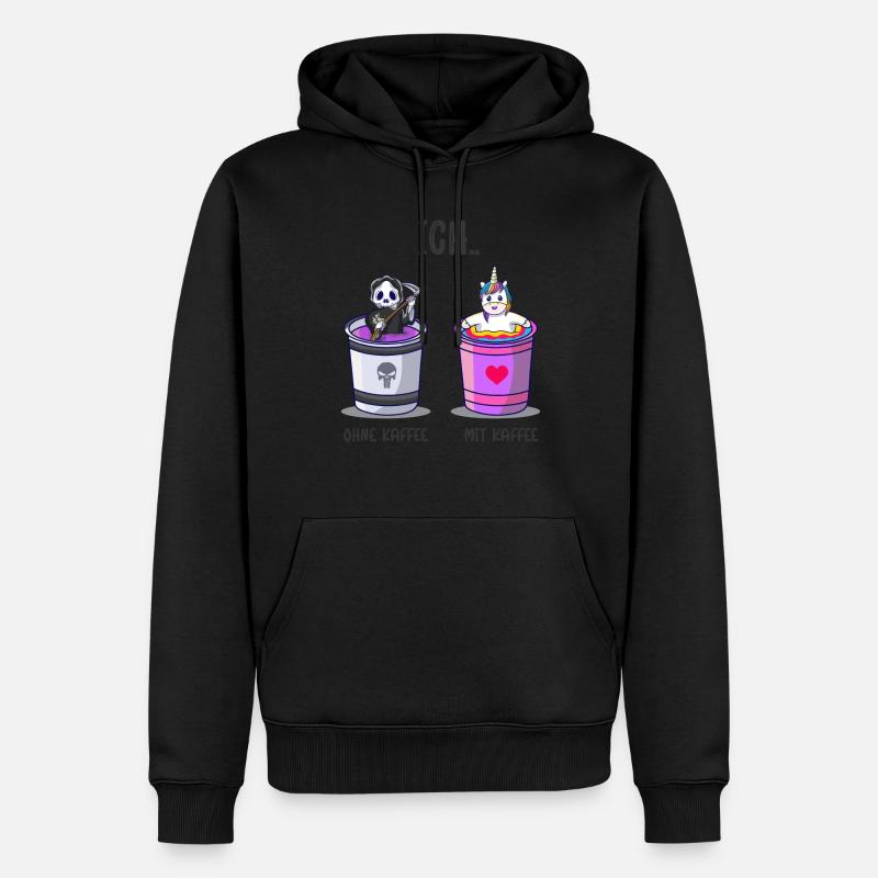 Ich ohne Kaffee Ich mit Kaffee Kaffetrinker Spruch - Männer Premium Bio Hoodie - Schwarz