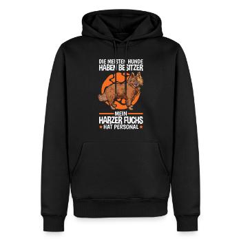 Mein Harzer Fuchs hat Personal Hütefuchs - Männer Premium Bio Hoodie - Schwarz - Vorne - Nico (187cm)