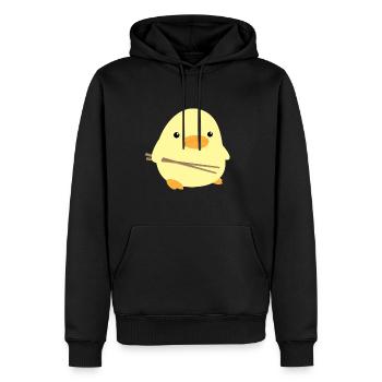 Canard aux baguettes - Canard avec baguette Meme - Sweat à capuche Premium bio Homme - noir - Devant - Nico (187cm)