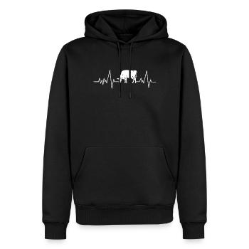 Herzschlag Kuh Puls Bauernhof EKG Geschenk Mann - Männer Premium Bio Hoodie - Schwarz - Vorne - Nico (187cm)