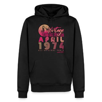 1974 April Limited - Sweat à capuche Premium bio Homme - noir - Devant - Nico (187cm)