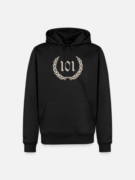 Onehundredone, age, honderdeneen - Men’s Premium Organic Hoodie - black