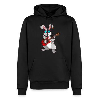 Hase Rockmusiker Ostern - Männer Premium Bio Hoodie - Schwarz - Vorne - Nico (187cm)