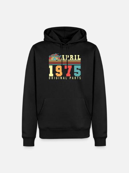 1975 April Retro - Männer Premium Bio Hoodie - Schwarz