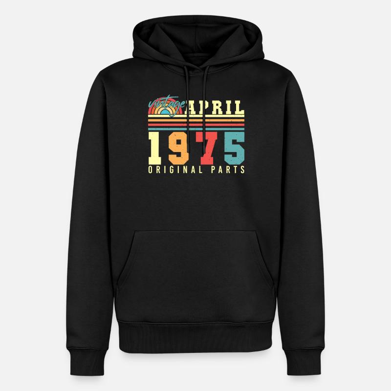 1975 Avril Rétro - Sweat à capuche Premium bio Homme - noir
