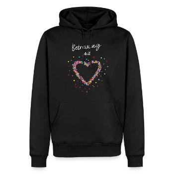 Betreuung mit Herz Pflegekraft MFA - Männer Premium Bio Hoodie - Schwarz - Vorne - Nico (187cm)
