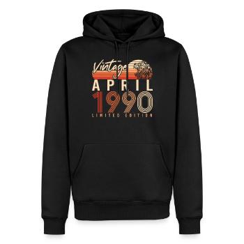 Date de naissance 1990 Avril - Sweat à capuche Premium bio Homme - noir - Devant - Nico (187cm)