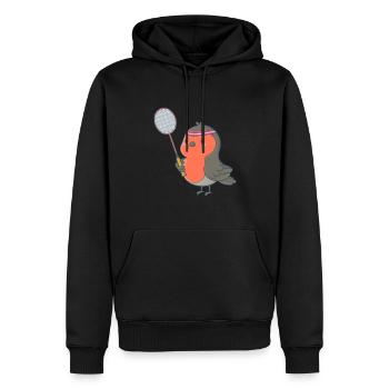 Badminton und Federball Spieler Vogel - Männer Premium Bio Hoodie - Schwarz - Vorne - Nico (187cm)