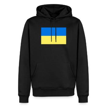 Ukraine Drapeau Paix Liberté Poutine - Sweat à capuche Premium bio Homme - noir - Devant - Nico (187cm)