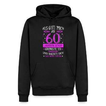 Als Gott mich vor 60 Jahren schuf - 60. Geburtstag - Männer Premium Bio Hoodie - Schwarz - Vorne - Nico (187cm)