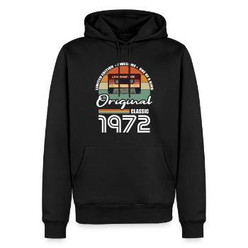 50th birthday vintage 1972 Original Classic 1972 - Men’s Premium Organic Hoodie - black - Front - Nico (187cm)