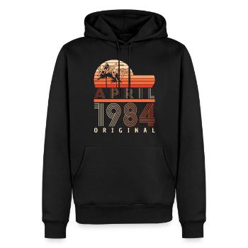 1984 April Original - Men’s Premium Organic Hoodie - black - Front - Nico (187cm)