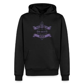 De vrais héros naissent en mai - Sweat à capuche Premium bio Homme - noir - Devant - Nico (187cm)