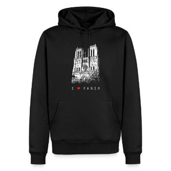 Notre Dame Paris Skyline Frankreich I Love Paris - Männer Premium Bio Hoodie - Schwarz - Vorne - Nico (187cm)