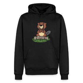 Beaver Gift Men Rodent Yoga Meditating - Men’s Premium Organic Hoodie - black - Front - Nico (187cm)