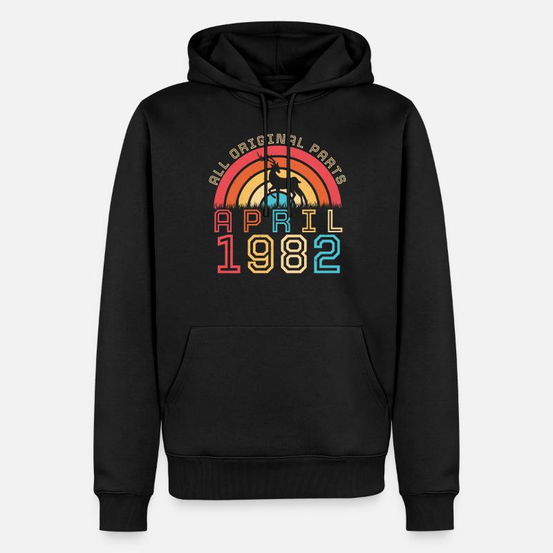 1982 40 avril anniversaire - Sweat à capuche Premium bio Homme - noir