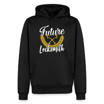 Futur Serrurier Serrurier Serrurier - Sweat à capuche Premium bio Homme - noir - Devant - Nico (187cm)
