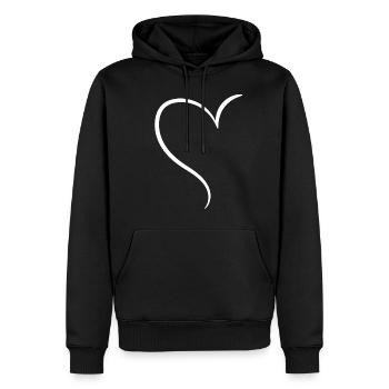 Amour à demi-cœur blanc - Sweat à capuche Premium bio Homme - noir - Devant - Nico (187cm)