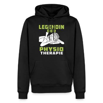 LEGENDIN DER PHYSIOTHERAPIE - Männer Premium Bio Hoodie - Schwarz - Vorne - Nico (187cm)
