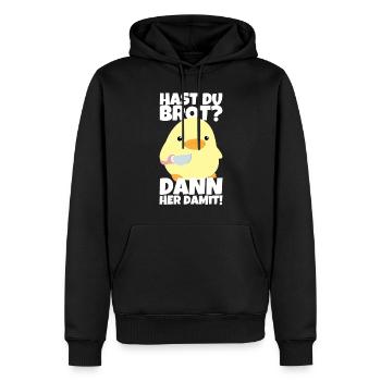 Hast du Brot? Ente mit Messer Meme Lustiger Spruch - Männer Premium Bio Hoodie - Schwarz - Vorne - Nico (187cm)