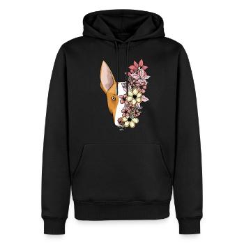 Podenco Ibicenco Chien avec des fleurs - Sweat à capuche Premium bio Homme - noir - Devant - Nico (187cm)