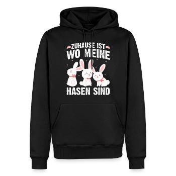 Ostern Hase | Zuhause ist wo meine Hasen sind - Männer Premium Bio Hoodie - Schwarz - Vorne - Nico (187cm)