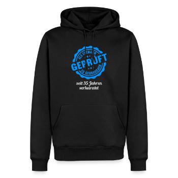 Geprüft 35 Jahre verheiratet 35.Hochzeitstag - Männer Premium Bio Hoodie - Schwarz - Vorne - Nico (187cm)