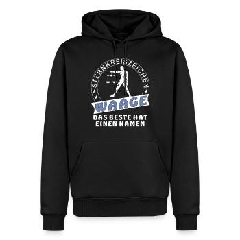 WAAGE - Männer Premium Bio Hoodie - Schwarz - Vorne - Nico (187cm)