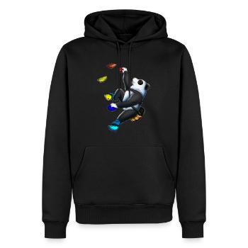 Süßer Panda Bär Klettern Klettersport Wandklettern - Männer Premium Bio Hoodie - Schwarz - Vorne - Nico (187cm)