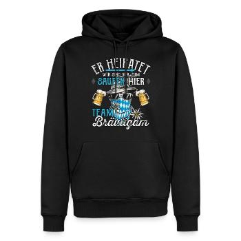JGA Männer T-Shirt Team Bräutigam Poltern Polterer - Männer Premium Bio Hoodie - Schwarz - Vorne - Nico (187cm)