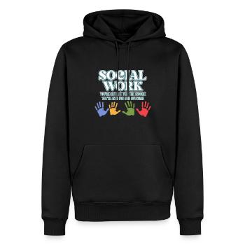 Définition du travail social Fier - Sweat à capuche Premium bio Homme - noir - Devant - Nico (187cm)