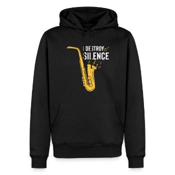 Jazz Cadeau Saxophone Instrument de Musique Musique à Vent - Sweat à capuche Premium bio Homme - noir - Devant - Nico (187cm)