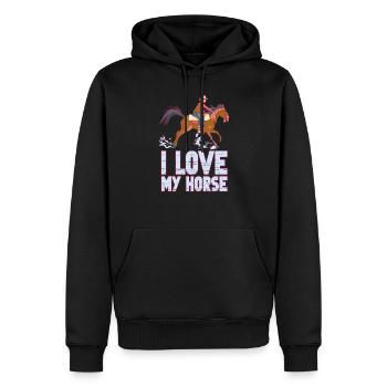 J’adore mon équitation équitation équitation équitation - Sweat à capuche Premium bio Homme - noir - Devant - Nico (187cm)