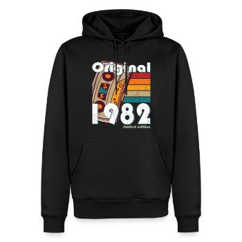 40e anniversaire né en 1982 Original 1982 - Sweat à capuche Premium bio Homme - noir - Devant - Nico (187cm)