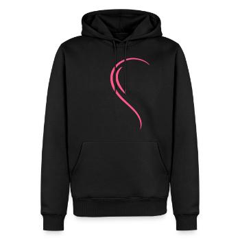 Demi-cœur Pink Love - Sweat à capuche Premium bio Homme - noir - Devant - Nico (187cm)