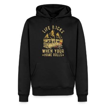 Life Rocks When Your Home Rolls Funny RV Motorhome - Männer Premium Bio Hoodie - Schwarz - Vorne - Nico (187cm)