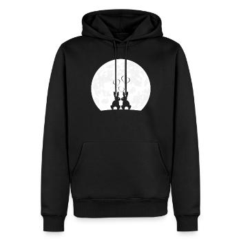 Cœur Lapin Lapin Dames Lune Amour Lapins - Sweat à capuche Premium bio Homme - noir - Devant - Nico (187cm)