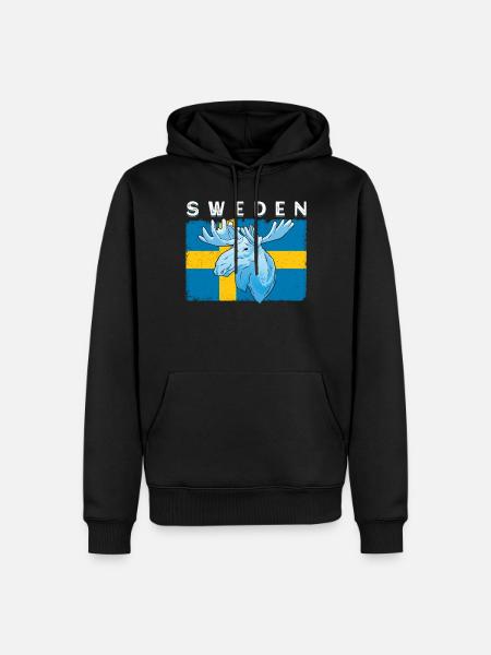 Sweden flag white moose - Men’s Premium Organic Hoodie - black