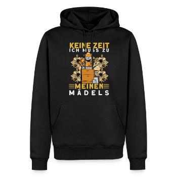 Keine Zeit ich muss zu meinen Mädels - Männer Premium Bio Hoodie - Schwarz - Vorne - Nico (187cm)