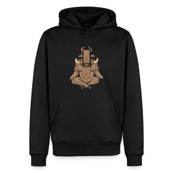 Warthog Gift Men Yoga Meditation - Men’s Premium Organic Hoodie - black - Front - Nico (187cm)