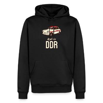 Kind der DDR I Staatswappen NVA Ostdeutschland für - Männer Premium Bio Hoodie - Schwarz - Vorne - Nico (187cm)
