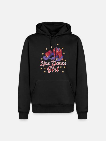 Line dance girl Line Dance Gift - Felpa con cappuccio ecologica premium da uomo - nero