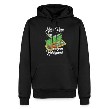 Mein Plan für den Ruhestand Garten und Hängematte - Männer Premium Bio Hoodie - Schwarz - Vorne - Nico (187cm)