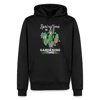 Le printemps est le temps du jardinage Amateurs de plantes Jardiniers - Sweat à capuche Premium bio Homme - noir - Devant - Nico (187cm)