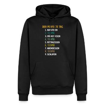 Techno Raver Festival Geschenk - Männer Premium Bio Hoodie - Schwarz - Vorne - Nico (187cm)