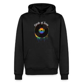 Vinyle LGBT Circle Of Love Retro Record Musique - Sweat à capuche Premium bio Homme - noir - Devant - Nico (187cm)