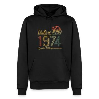 Vintage 1974 Limited Edition - Männer Premium Bio Hoodie - Schwarz - Vorne - Nico (187cm)