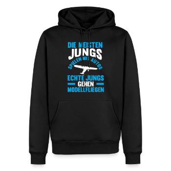 Modellfliegen Modellflieger Modellflug - Männer Premium Bio Hoodie - Schwarz - Vorne - Nico (187cm)