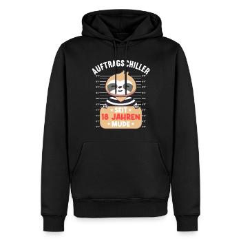 Auftragschiller 18 Jahre 18. Geburtstag Faultier - Männer Premium Bio Hoodie - Schwarz - Vorne - Nico (187cm)